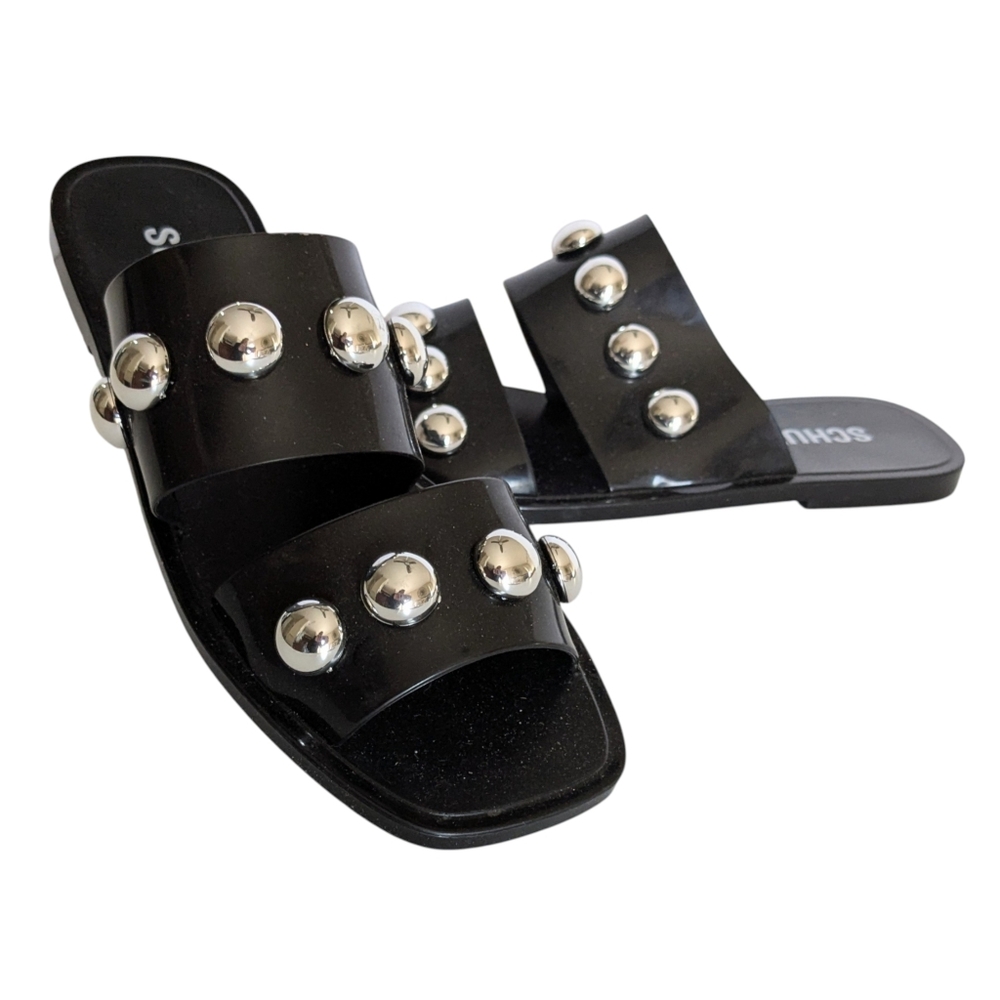 Schutz Lizzie Jelly Slide Sandals Black Size 6